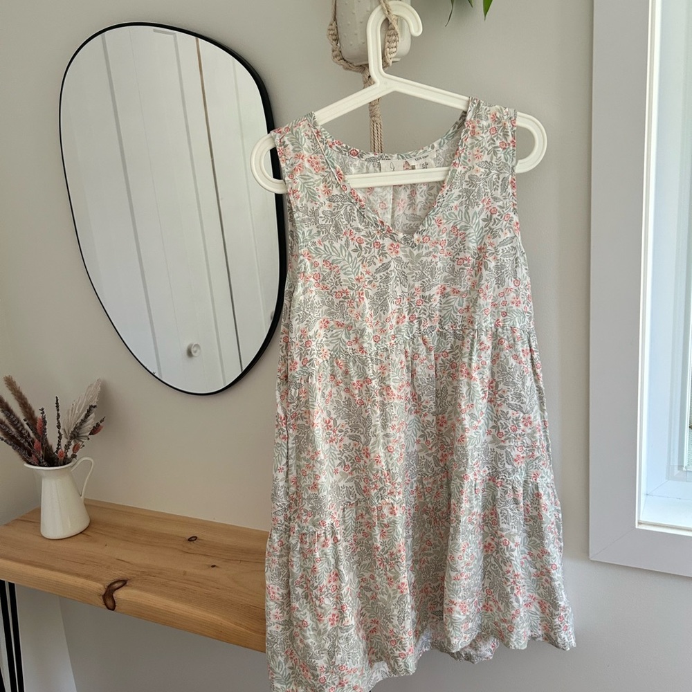 Linen Floral Sleeveless Dress